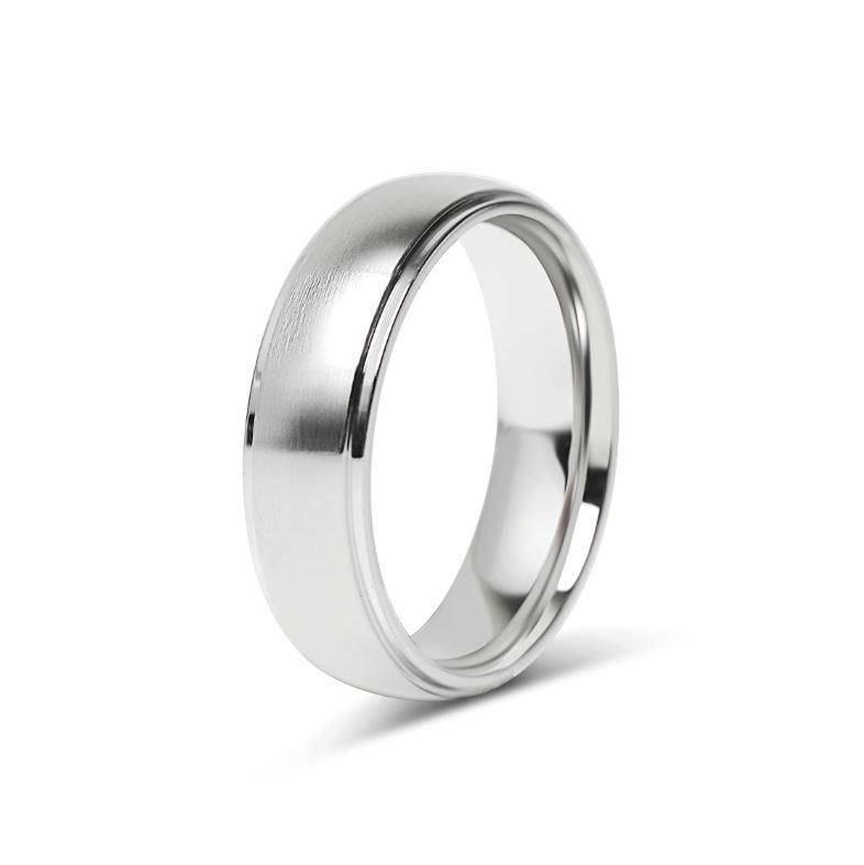 Matt ring i 316 stål med polerte kanter - 6 mm bred - 2