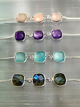 Silverarmband med Fasettslipade Stenar