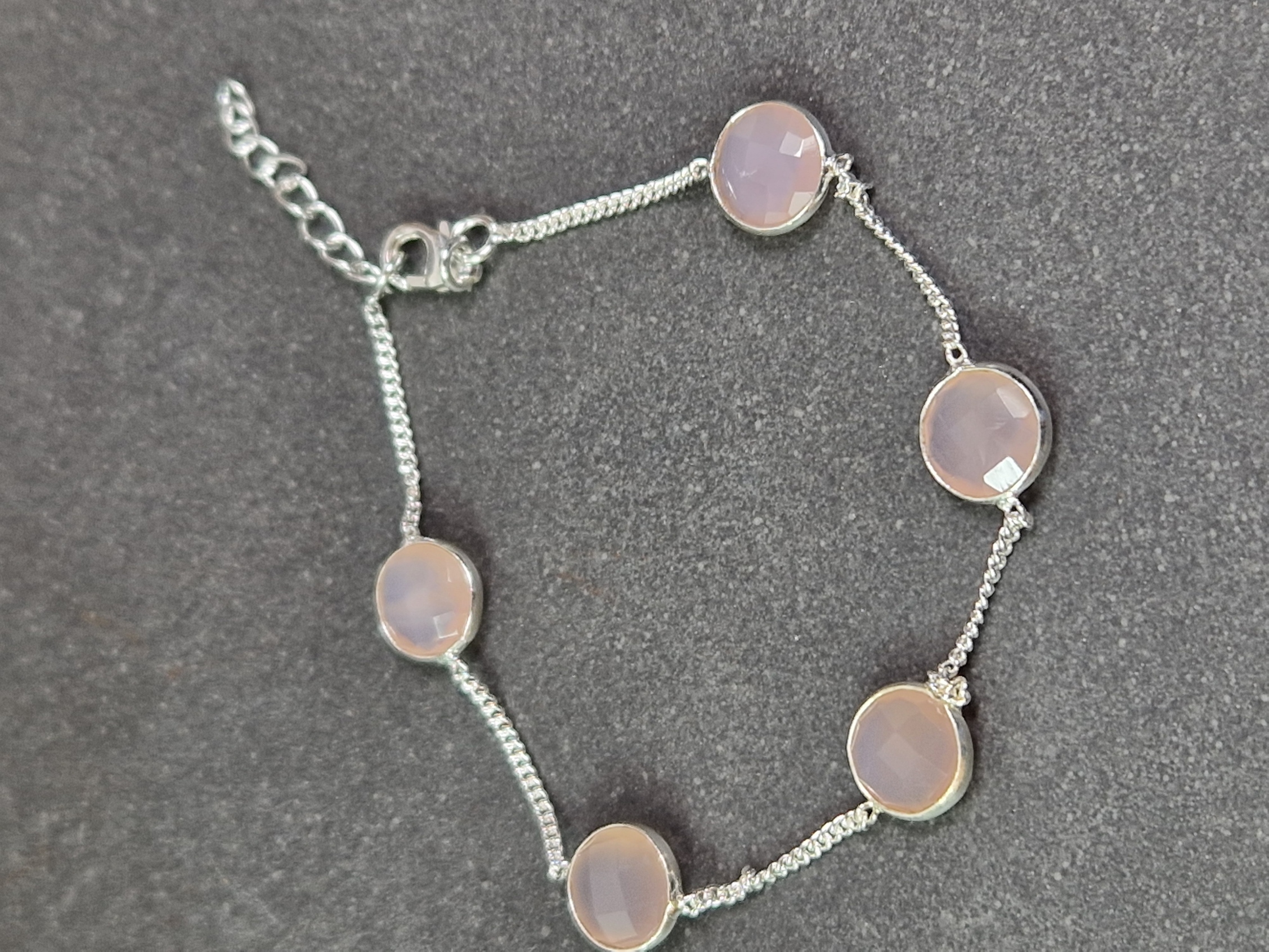 Silverarmband med Fasettslipad Rosenkvarts - 2