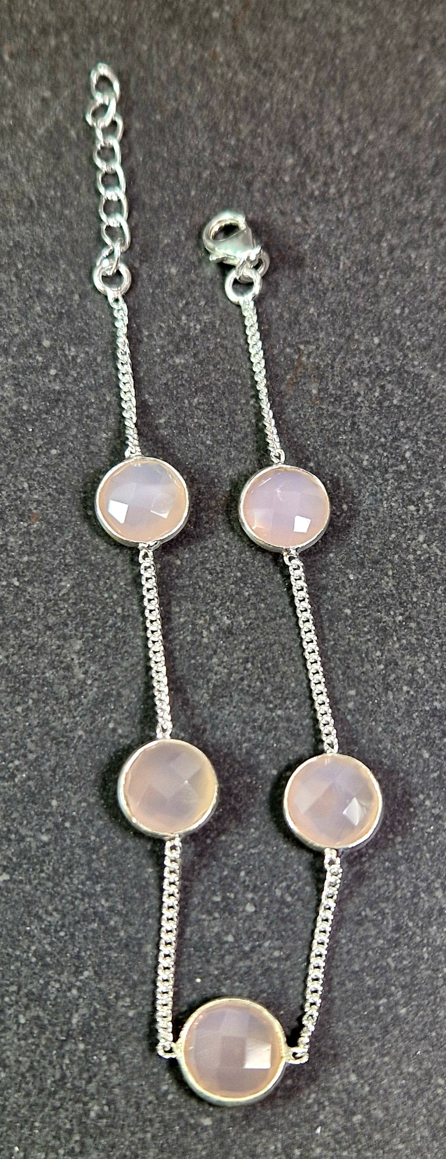 Silverarmband med Fasettslipad Rosenkvarts
