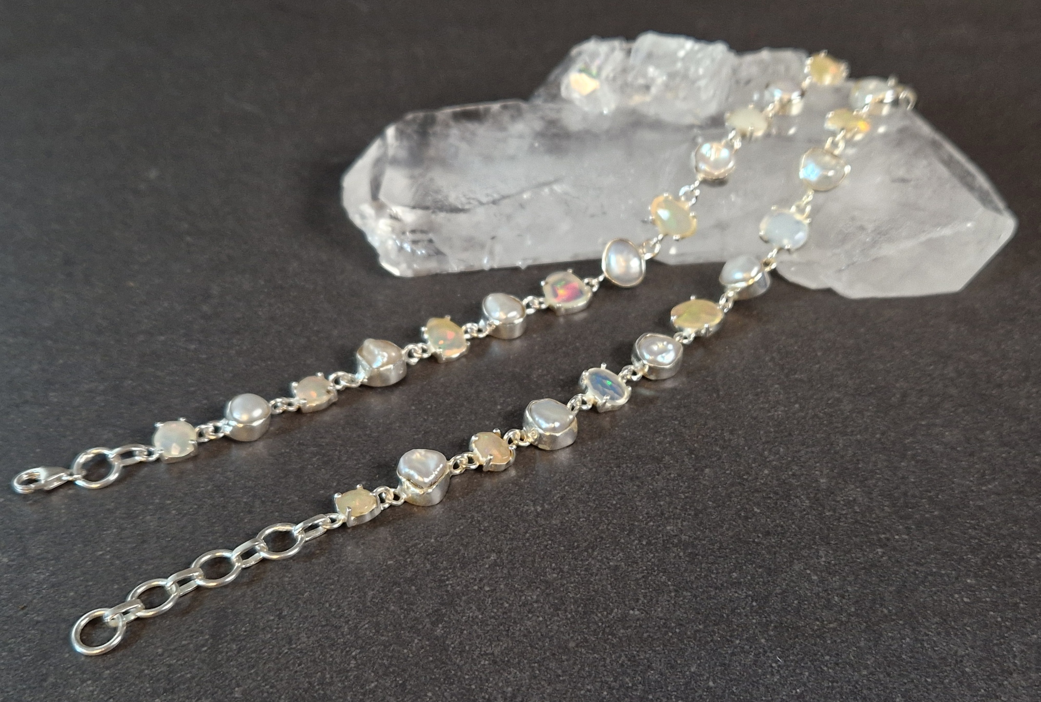 Silverarmband med Opal och Sötvattenspärlor 