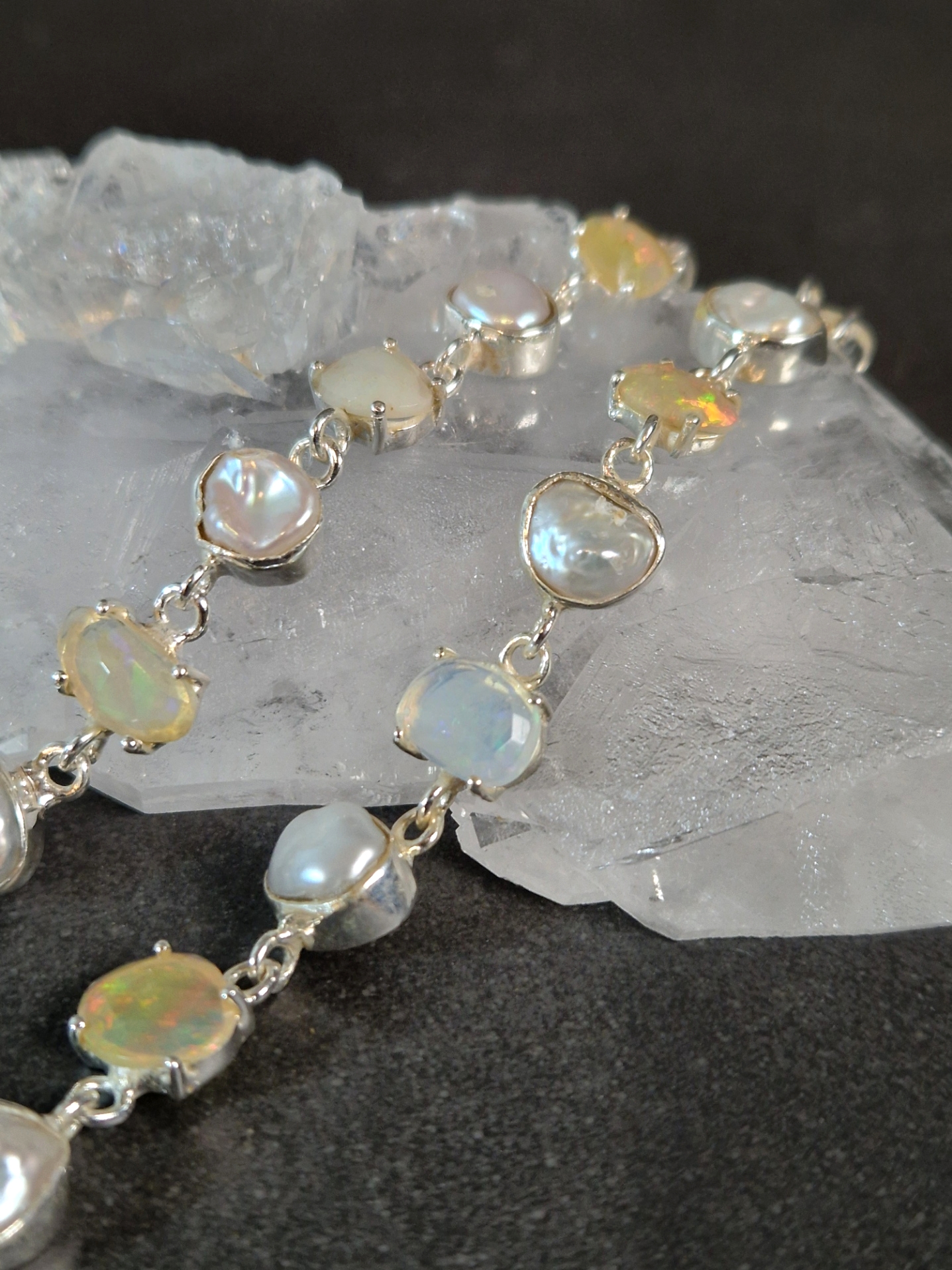 Silverarmband med Opal och Sötvattenspärlor  - 3