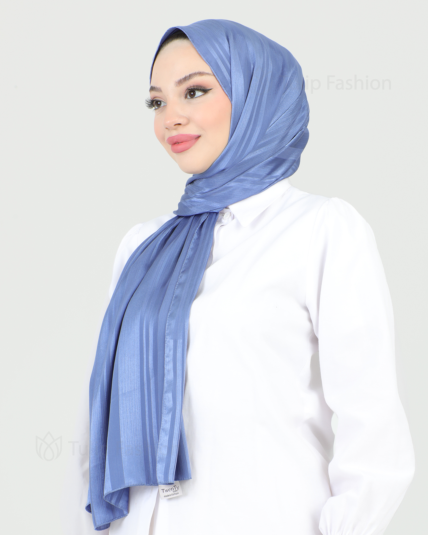 Hijab - Satin Stripes - Royal Blue - 2