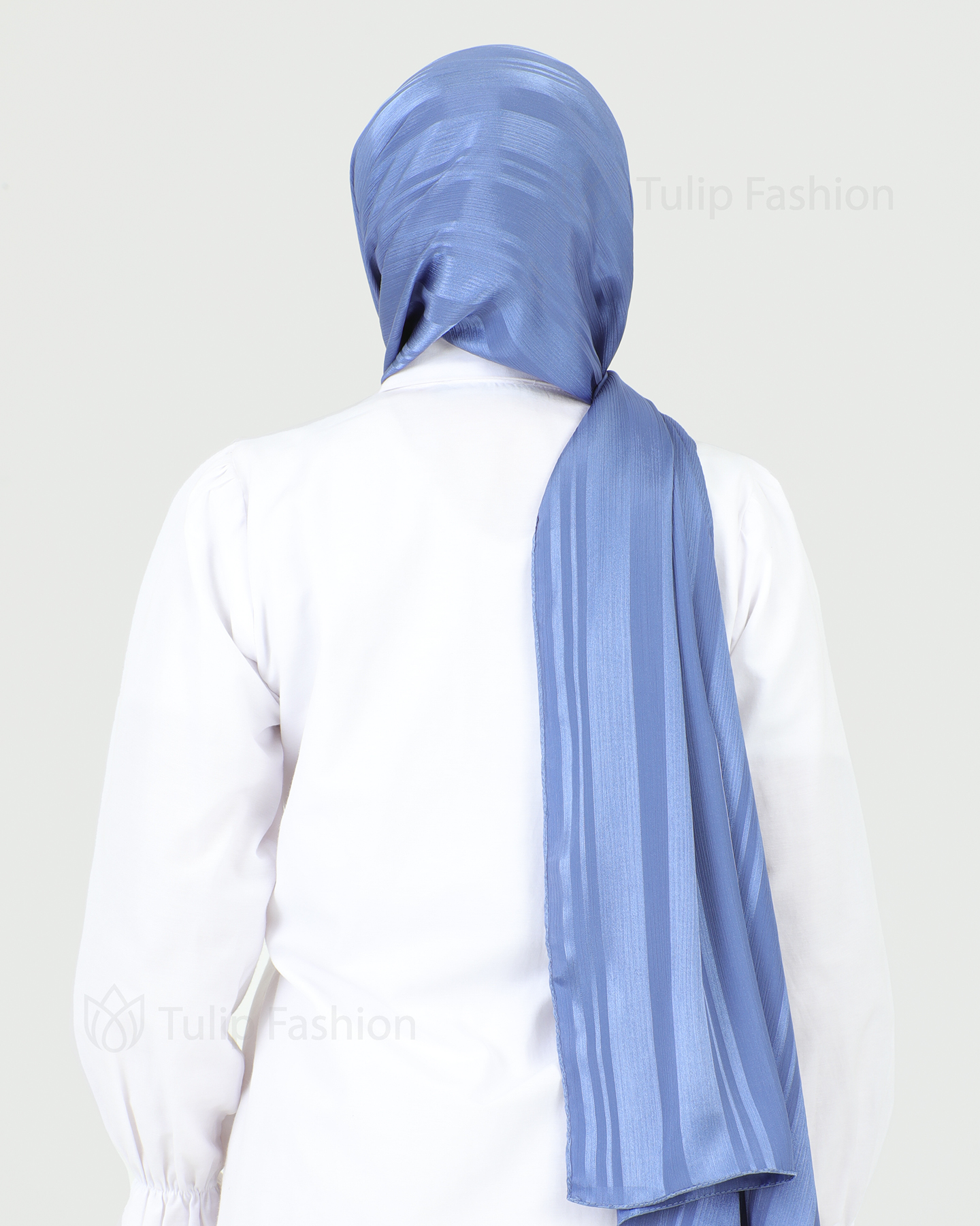 Hijab - Satin Stripes - Royal Blue - 3
