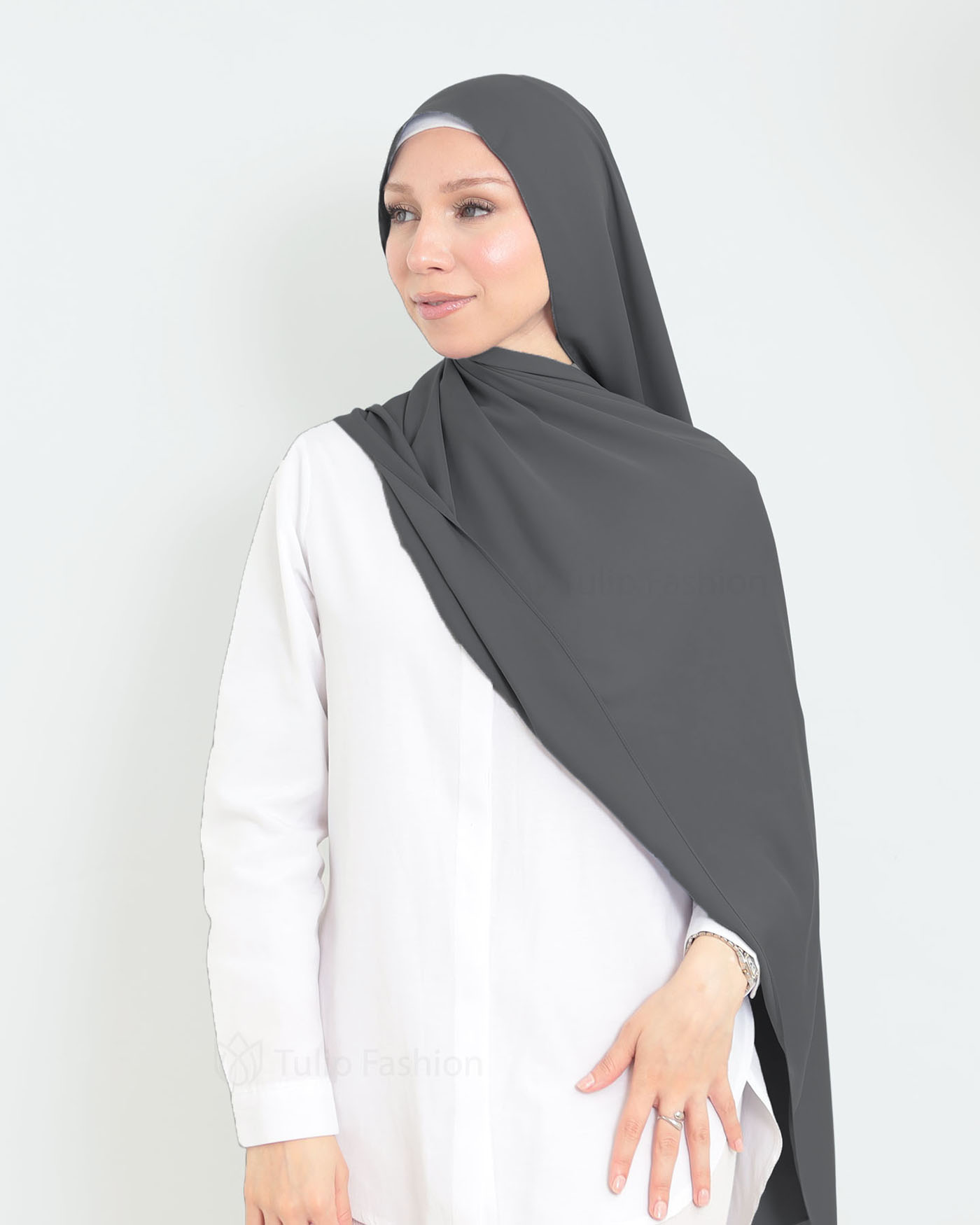 Hijab - Medina Luxury Chiffon - Dark Gray - 2