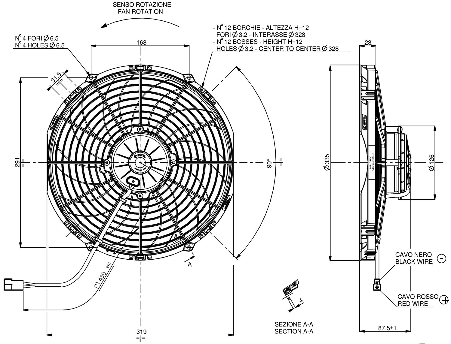 SPAL - Elektrisk Fläkt 12″ (305mm) Tryckande 2190 m3/h (High Performance) - 3