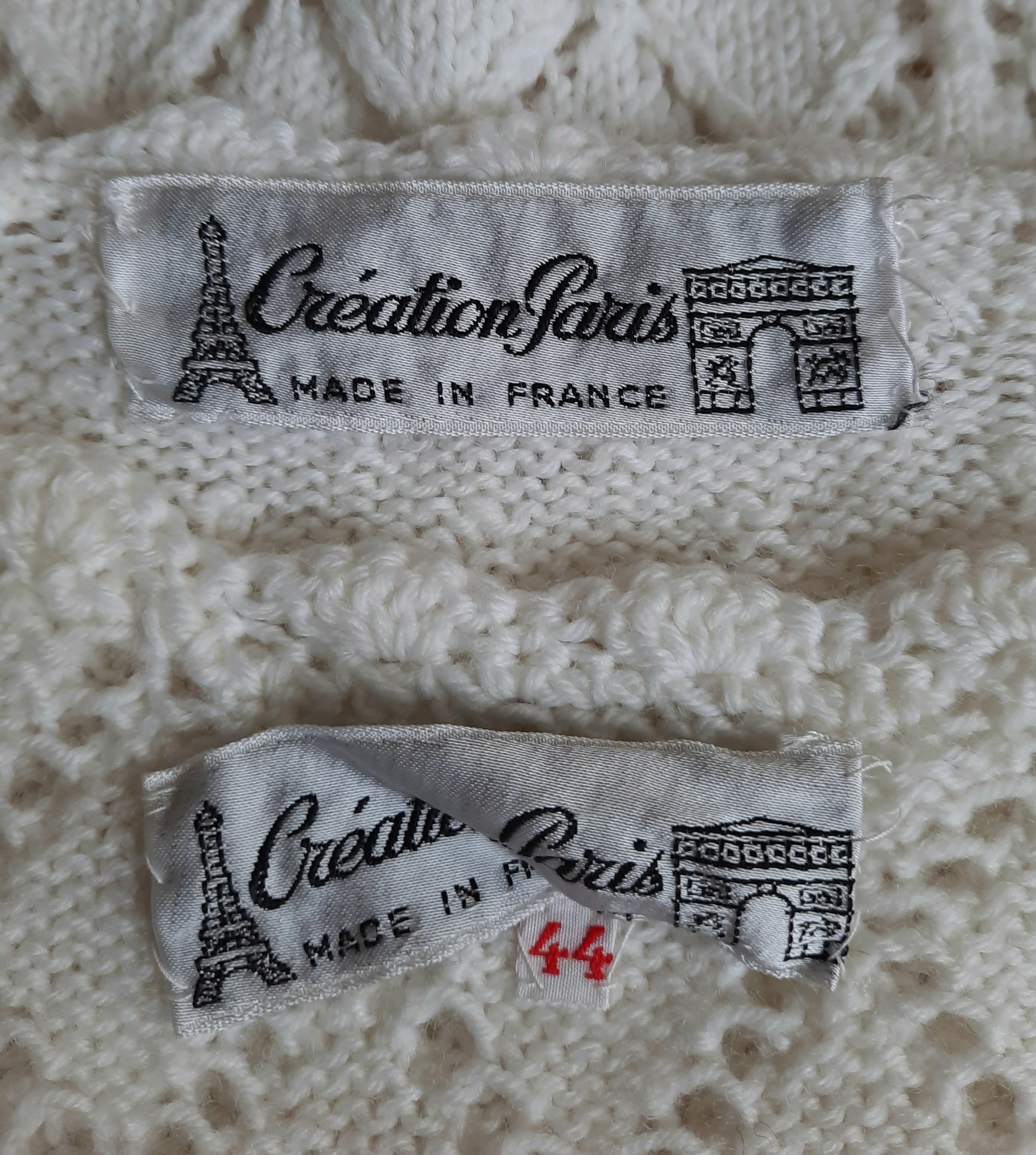 Stickat set med pärlor, kofta och linne Création Paris storlek S Vintage - 9