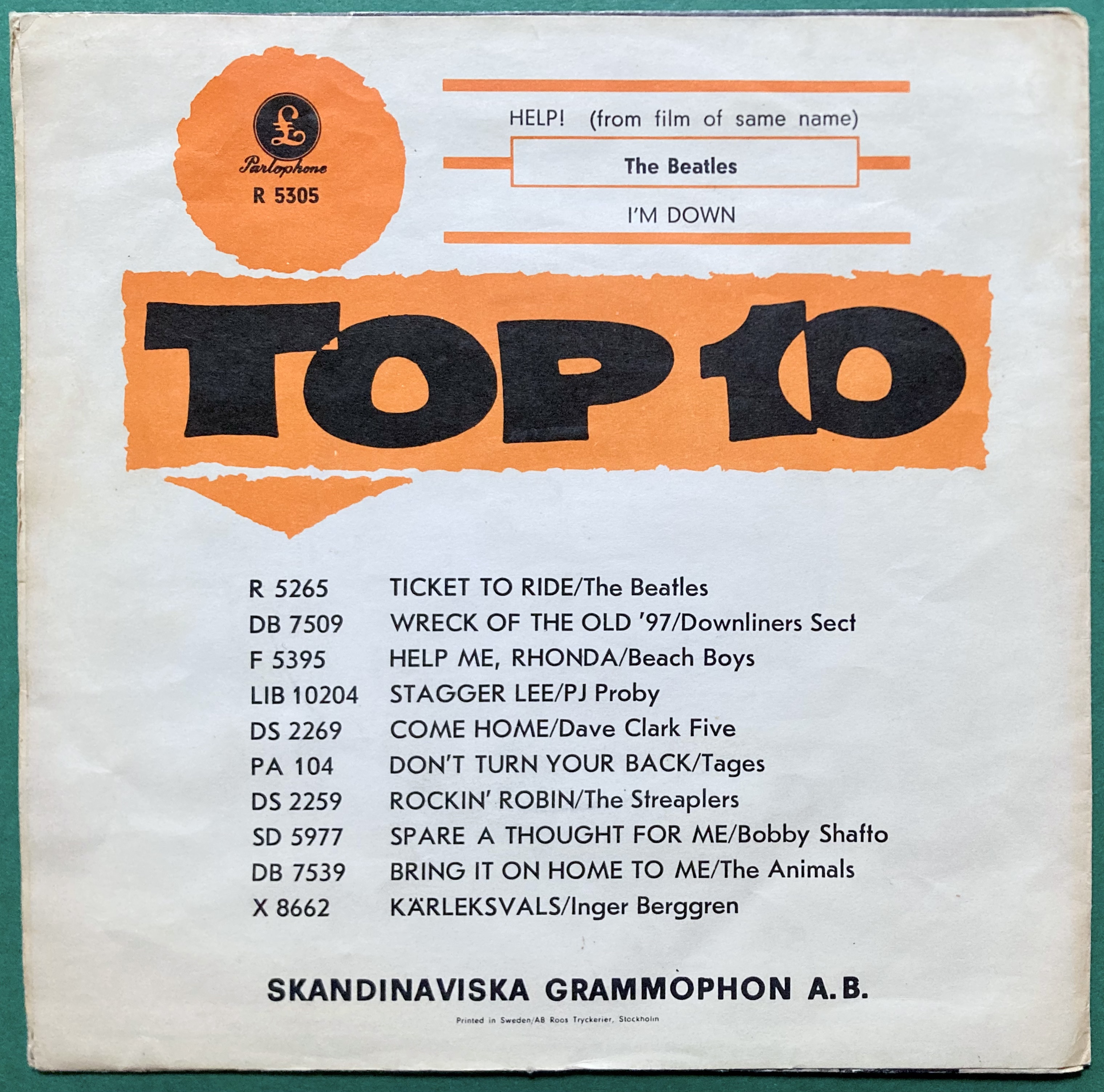 BEATLES - Help! 7" Swe PS 1965 - 2