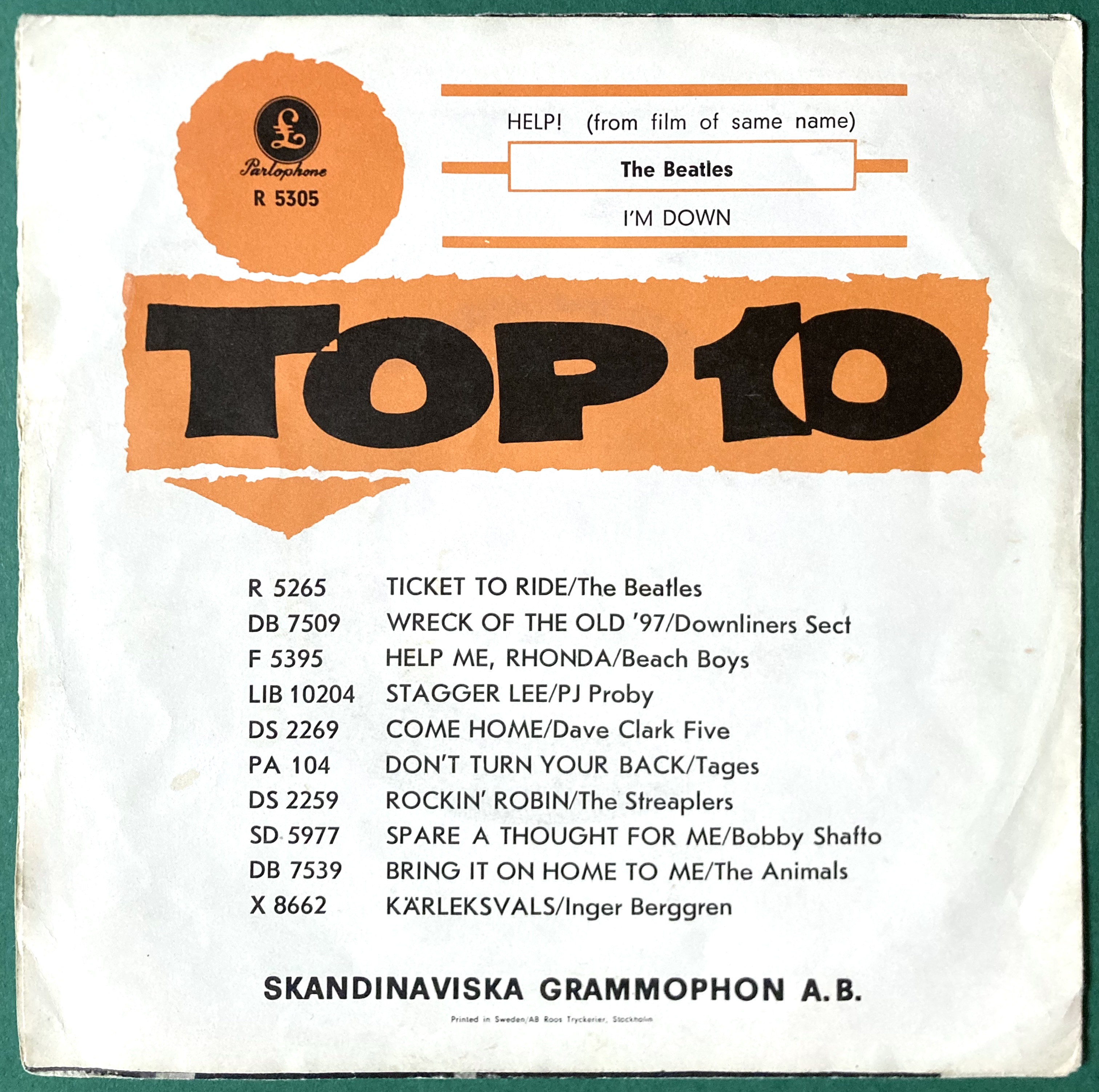 BEATLES - Help! 7" Swe PS 1965 - 2