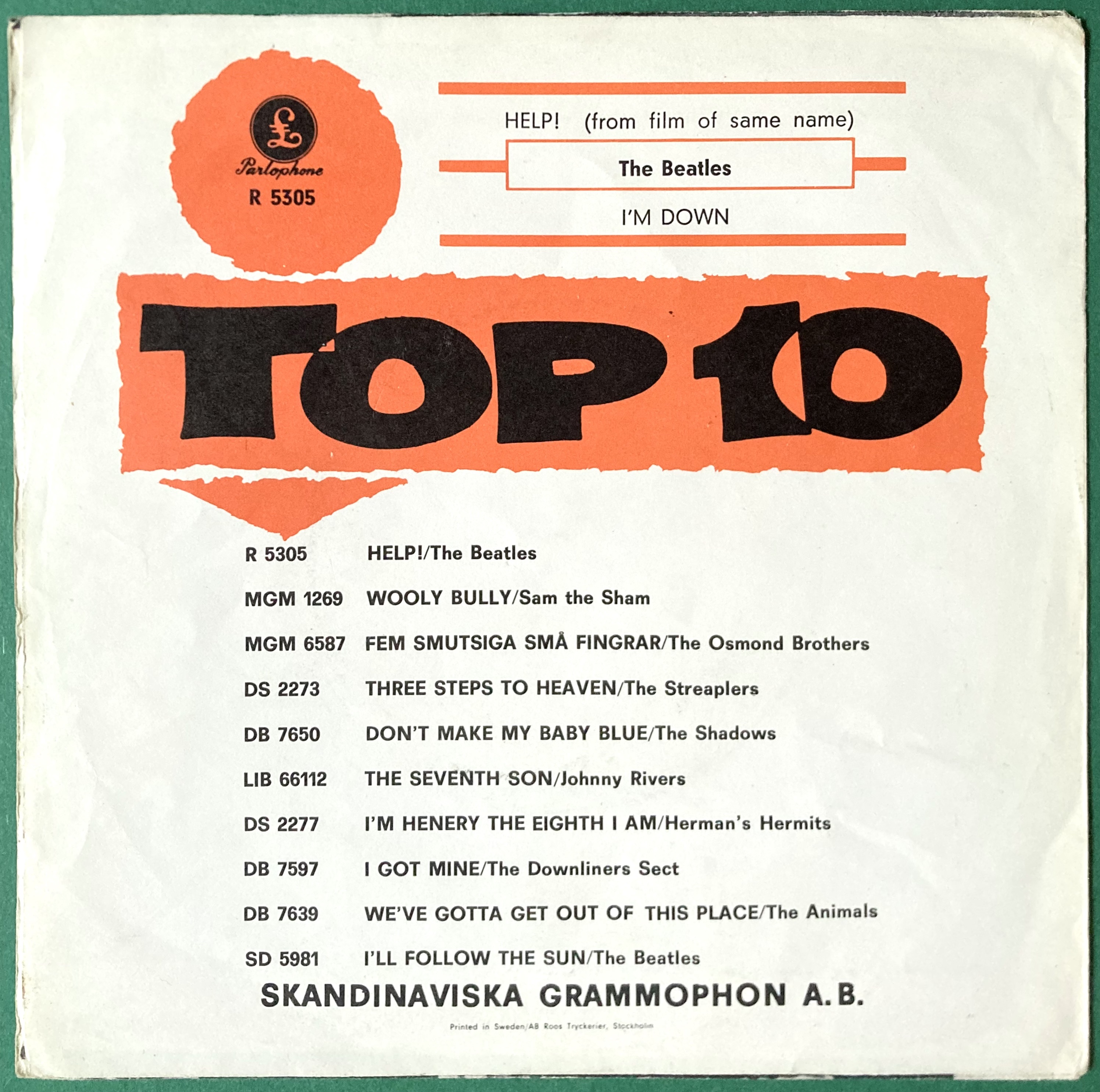 BEATLES - Help! 7" Swe PS 1965 - 2