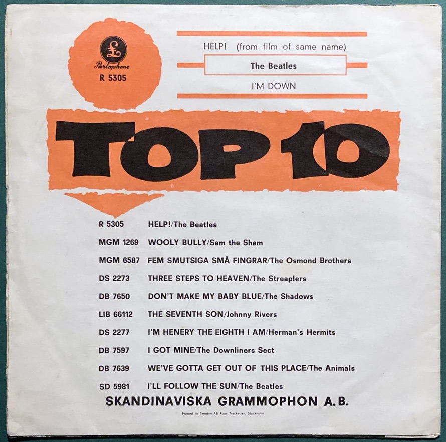 BEATLES - Help! 7" English credits Swe PS 1965 - 2