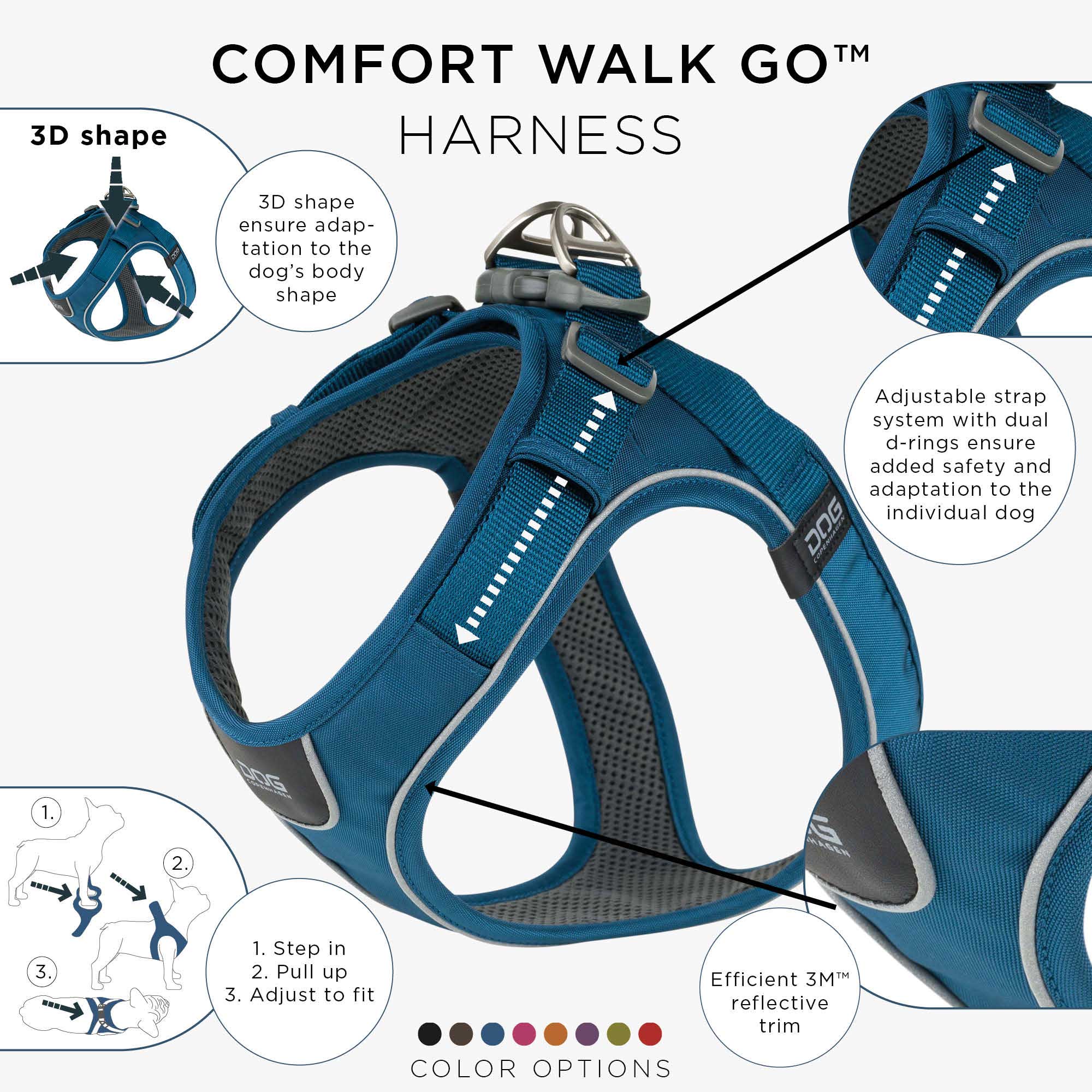Dog Copenhagen Comfort Walk Go Harness - Ocean Blue 