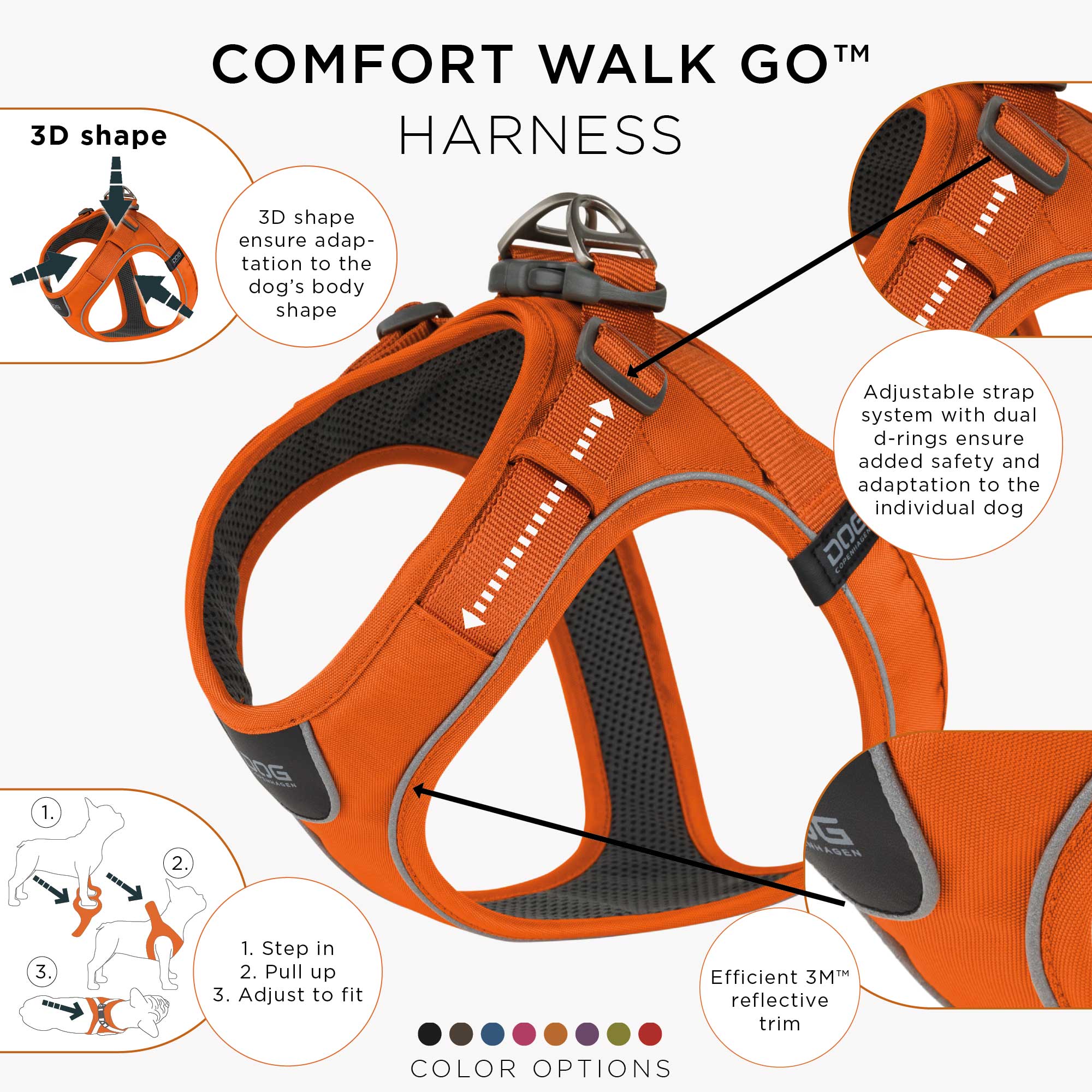 Dog Copenhagen Comfort Walk Go Sele - Orange Sun 