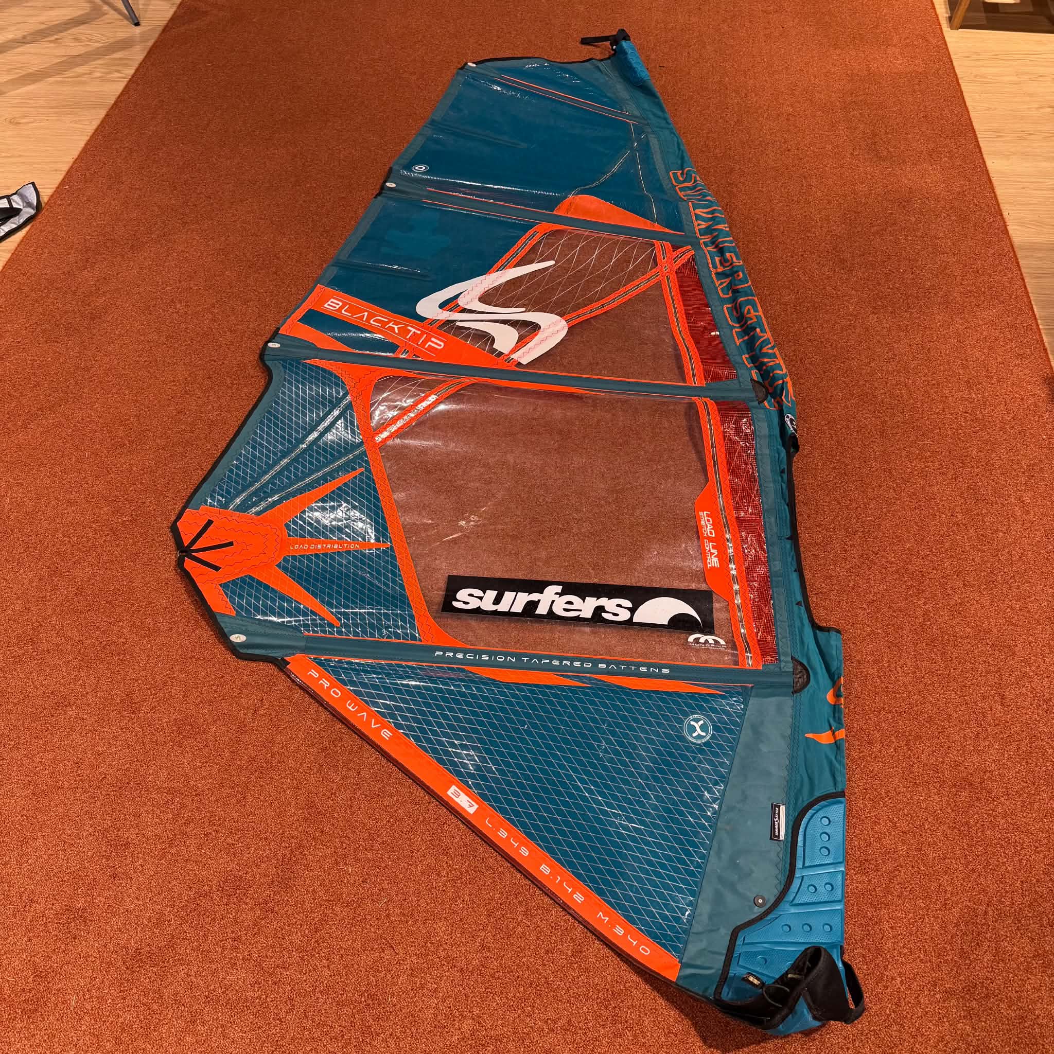 Begagnat Vindsurfingsegel 3.7 Simmer Black Tip 2022