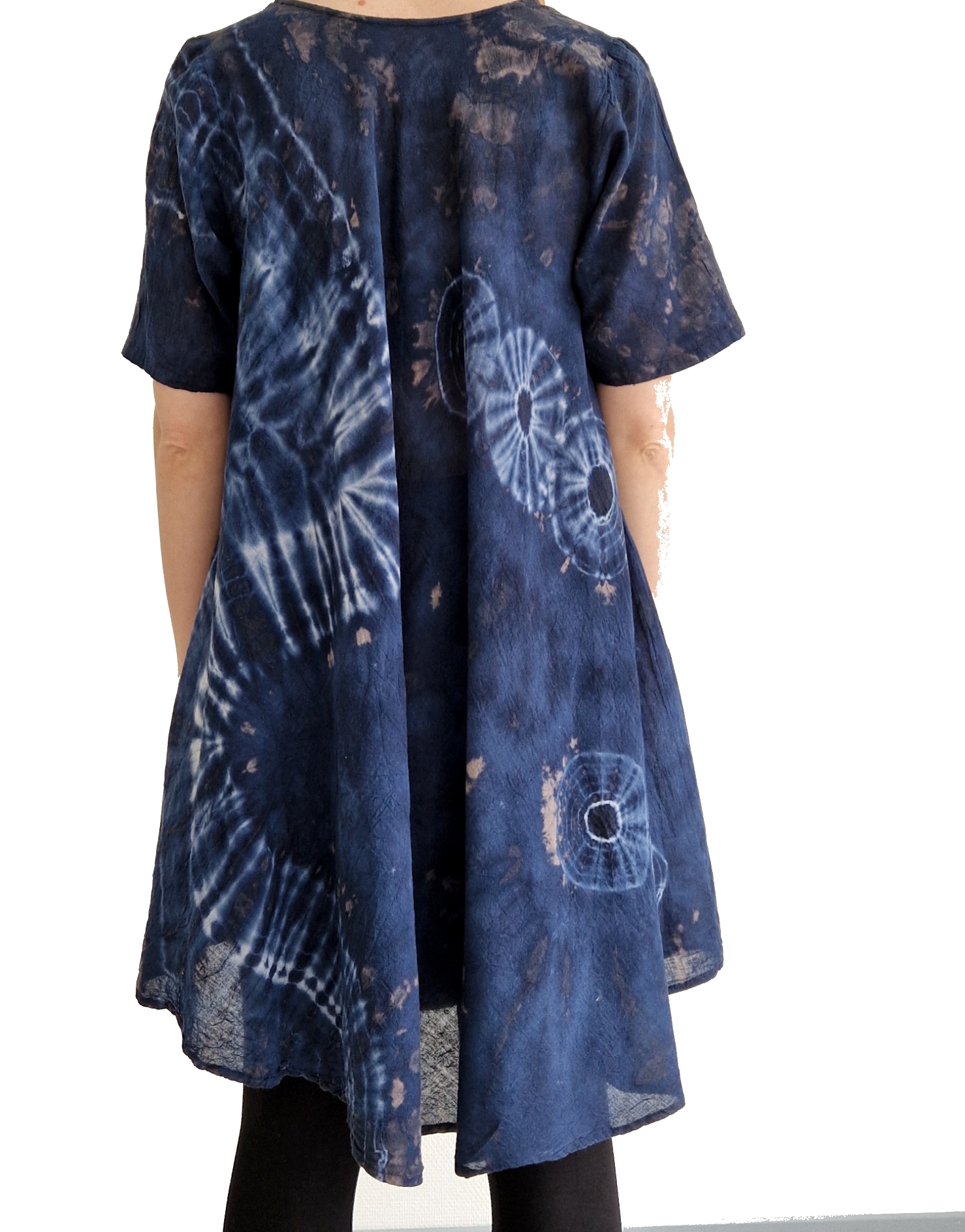 Bomullsklänning med ärm - Tie Dye - 4