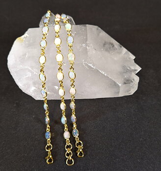  Guld Vermeil Armband med cabochoner i Äkta Etiopisk Opal 