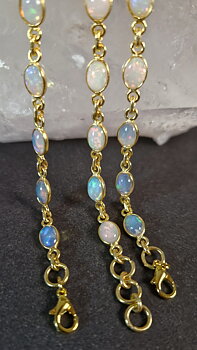  Guld Vermeil Armband med cabochoner i Äkta Etiopisk Opal 