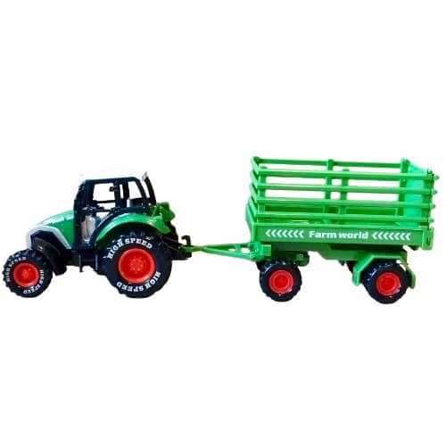 Traktor med höskrinda i plåt