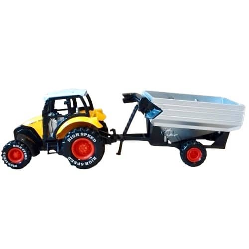 Traktor med kärra i plåt