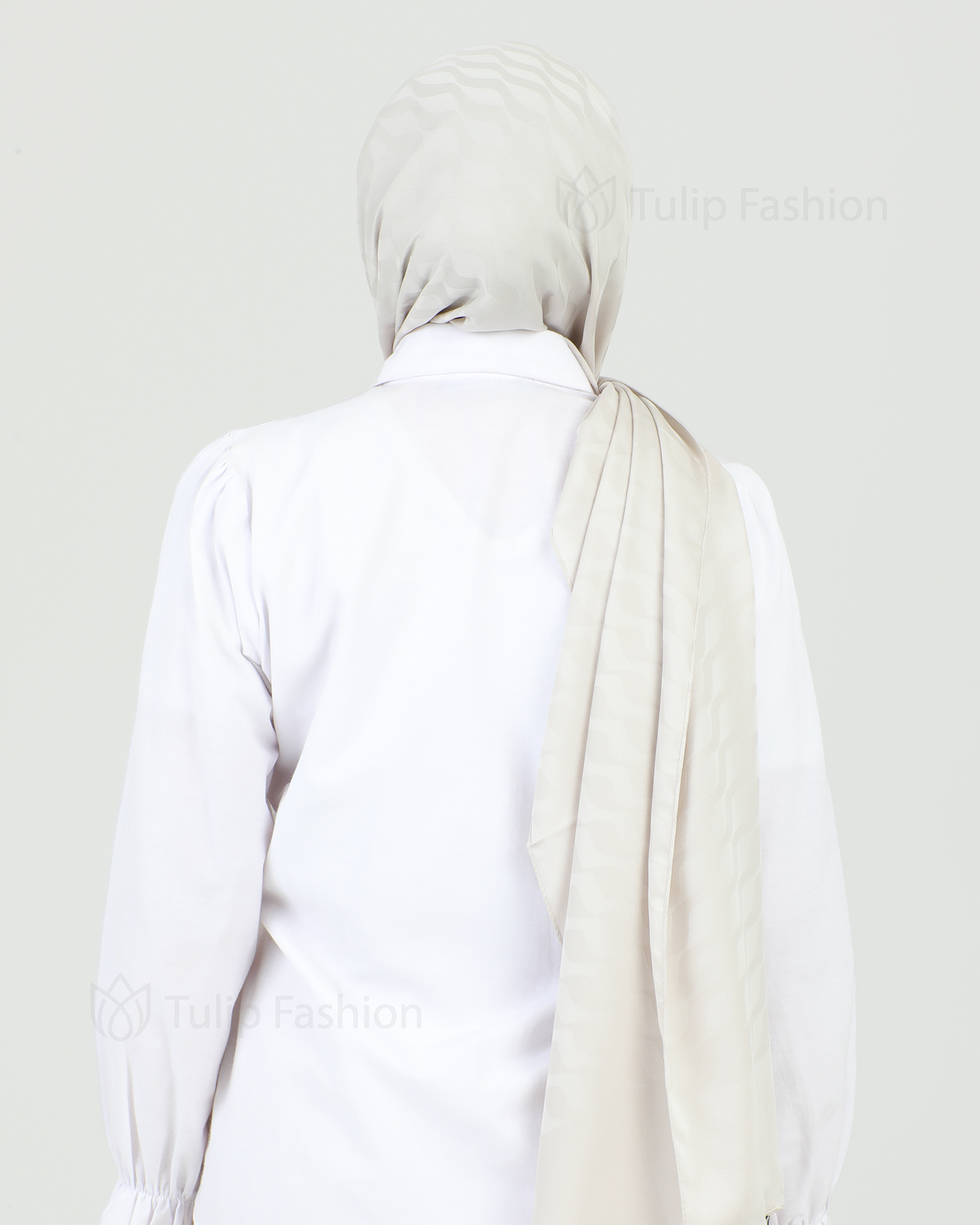 Hijab - Satin Waves - Pearl White - 3