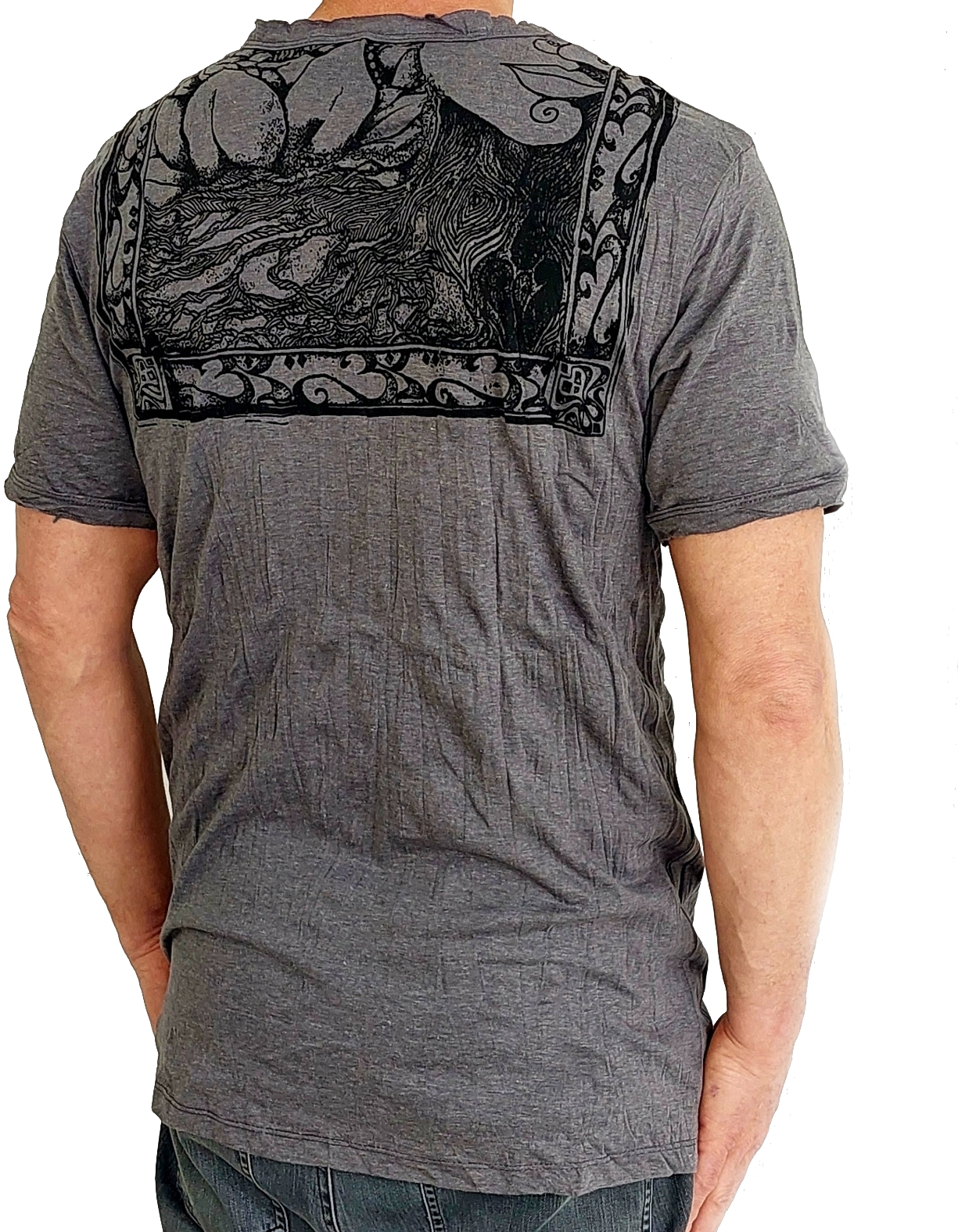 Sure T-shirt , Buddha med Sanskrit text,  Svart/Grå - 3