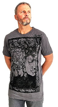 Sure T-shirt , Buddha med Sanskrit text,  Svart/Grå