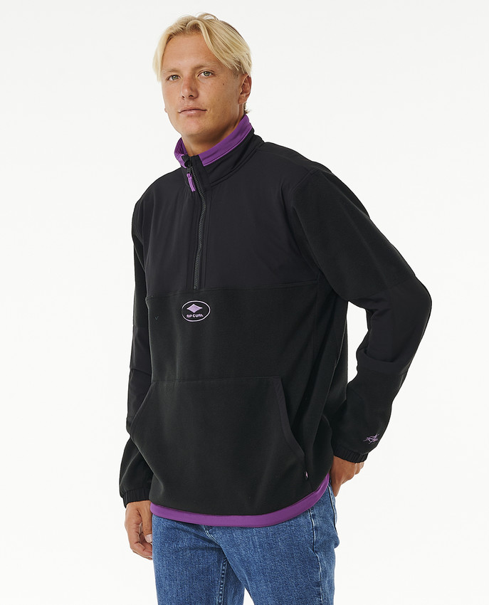 Rip Curl Anti Series Quality Surf Products 1/4 Zip Crew Fleece Black - 2