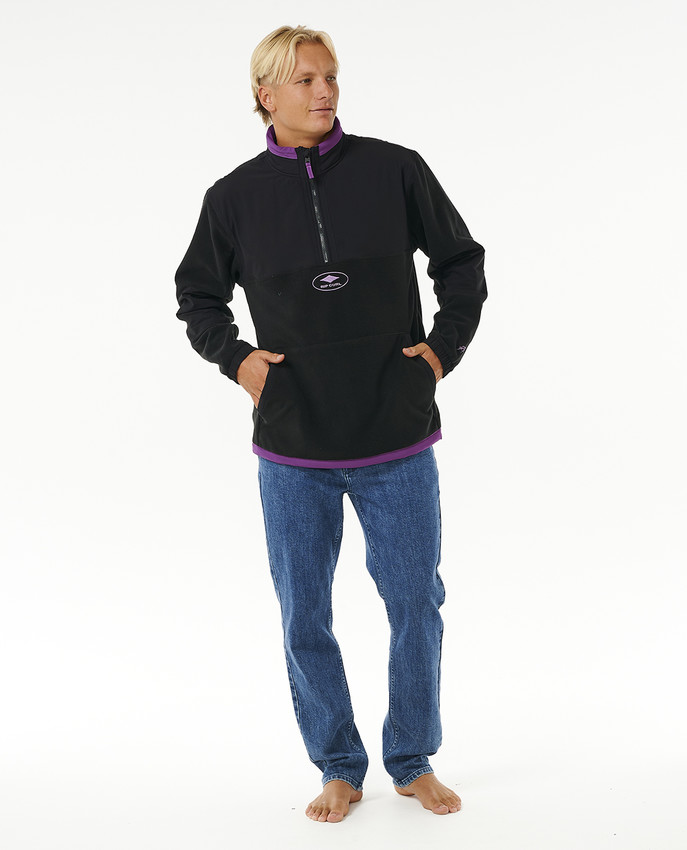 Rip Curl Anti Series Quality Surf Products 1/4 Zip Crew Fleece Black - 4