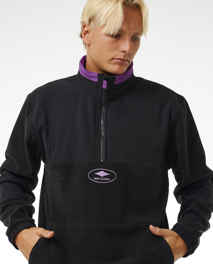 Rip Curl Anti Series Quality Surf Products 1/4 Zip Crew Fleece Black - 6
