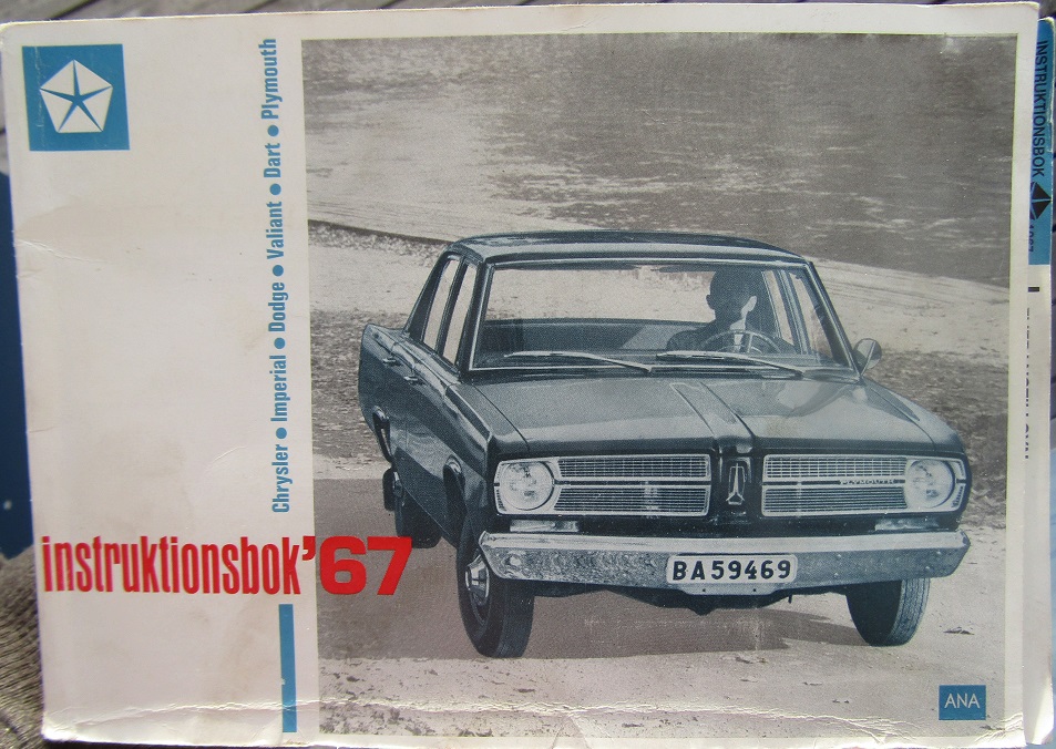 1967 Imperial, Chrysler, Plymouth, Valiant, Barracuda, Dodge och Dart Instruktionsbok svensk