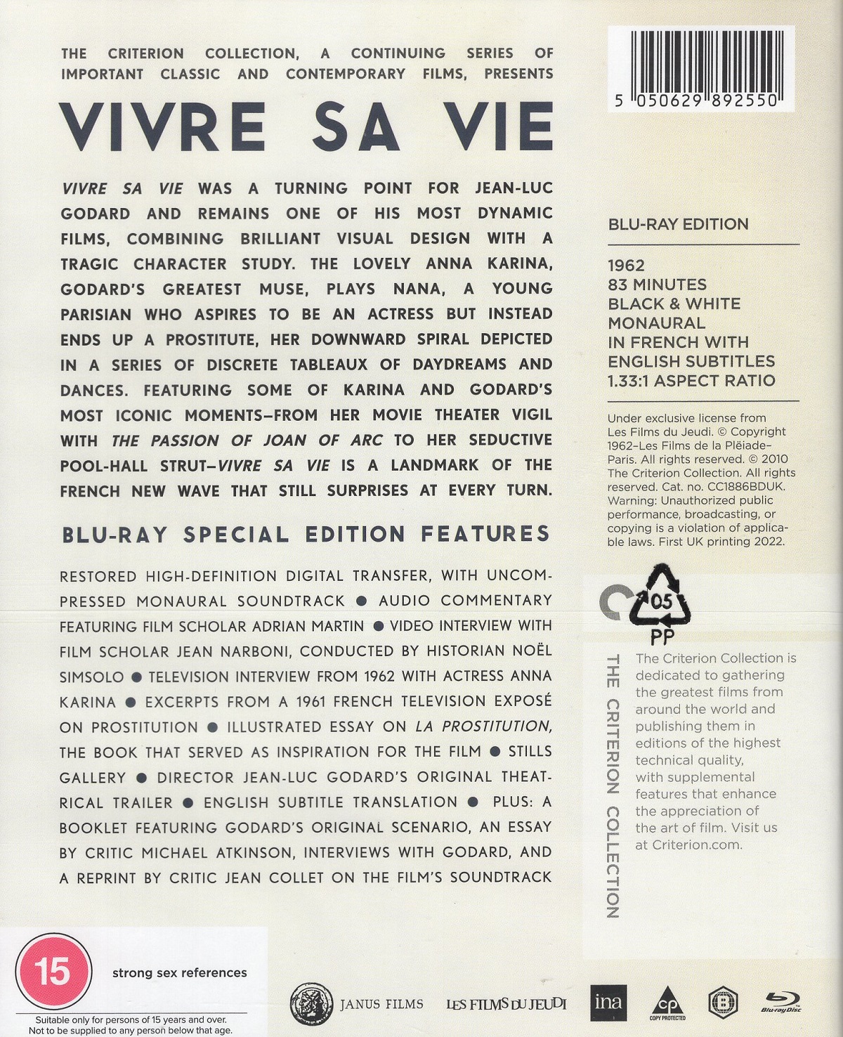 Vivre Sa Vie (Criterion Collection) (ej svensk text) (Blu-ray) - 2
