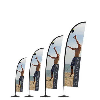Beachflagga Zoom+ Feather, 4 storlekar