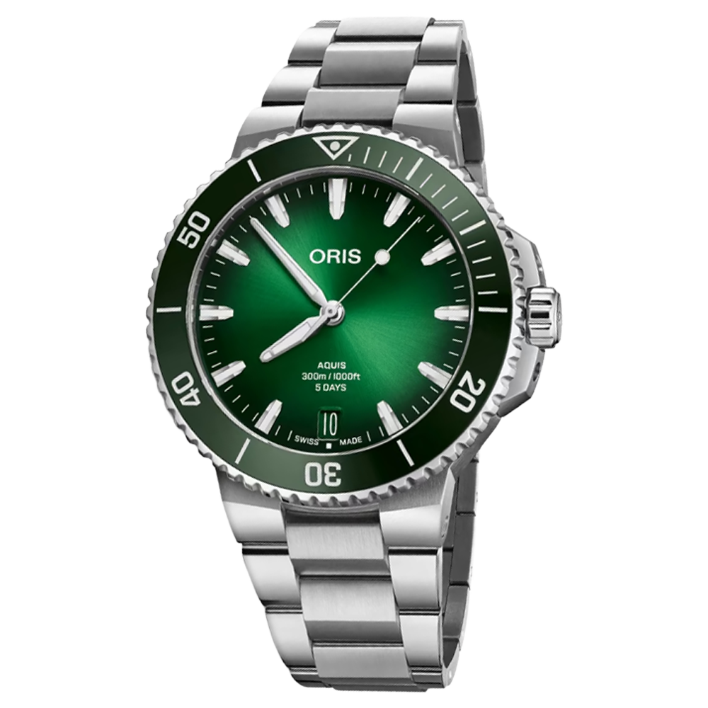 01 400 7790 4157-07 8 23 02PEB Oris Aquis Date Calibre 400 43,5 grön