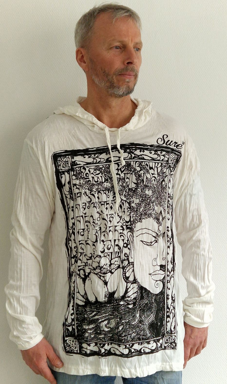 Sure Hoodies - Buddha med Sanskrit text - Medium
