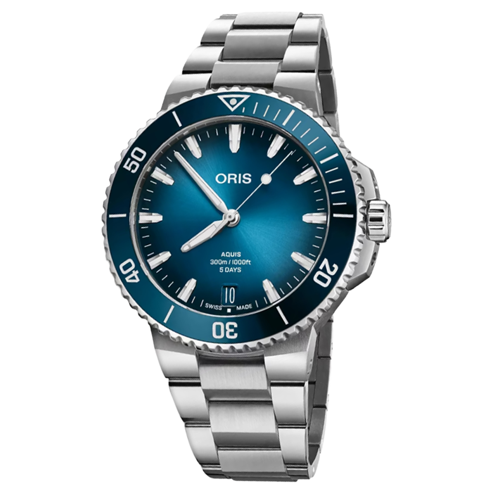 01 400 7790 4135-07 8 23 02PEB Oris Aquis Date Calibre 400 43,5 blå