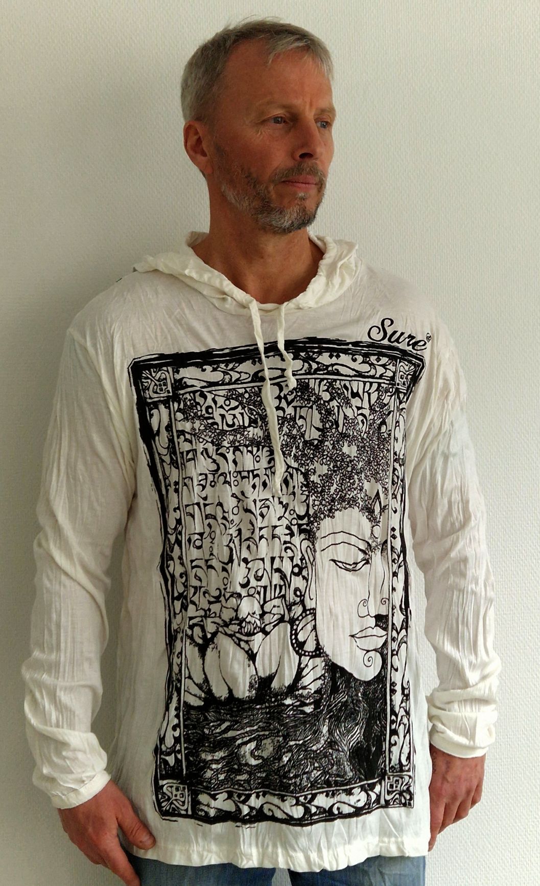 Sure Hoodies - Buddha med Sanskrit text - Large
