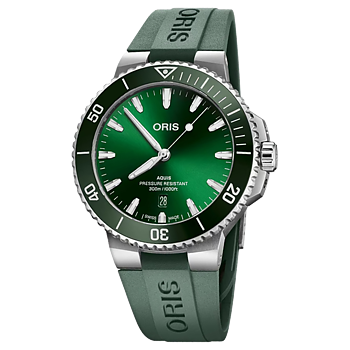 01 733 7789 4157-07 4 23 37FC Oris Aquis Date 43,5 mörk grönt