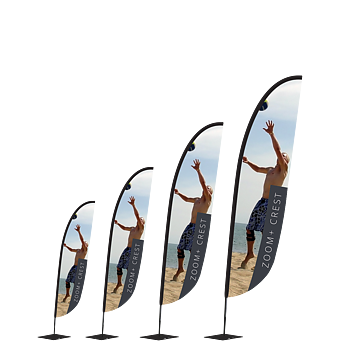 Beachflagga Zoom+ Crest, 4 storlekar