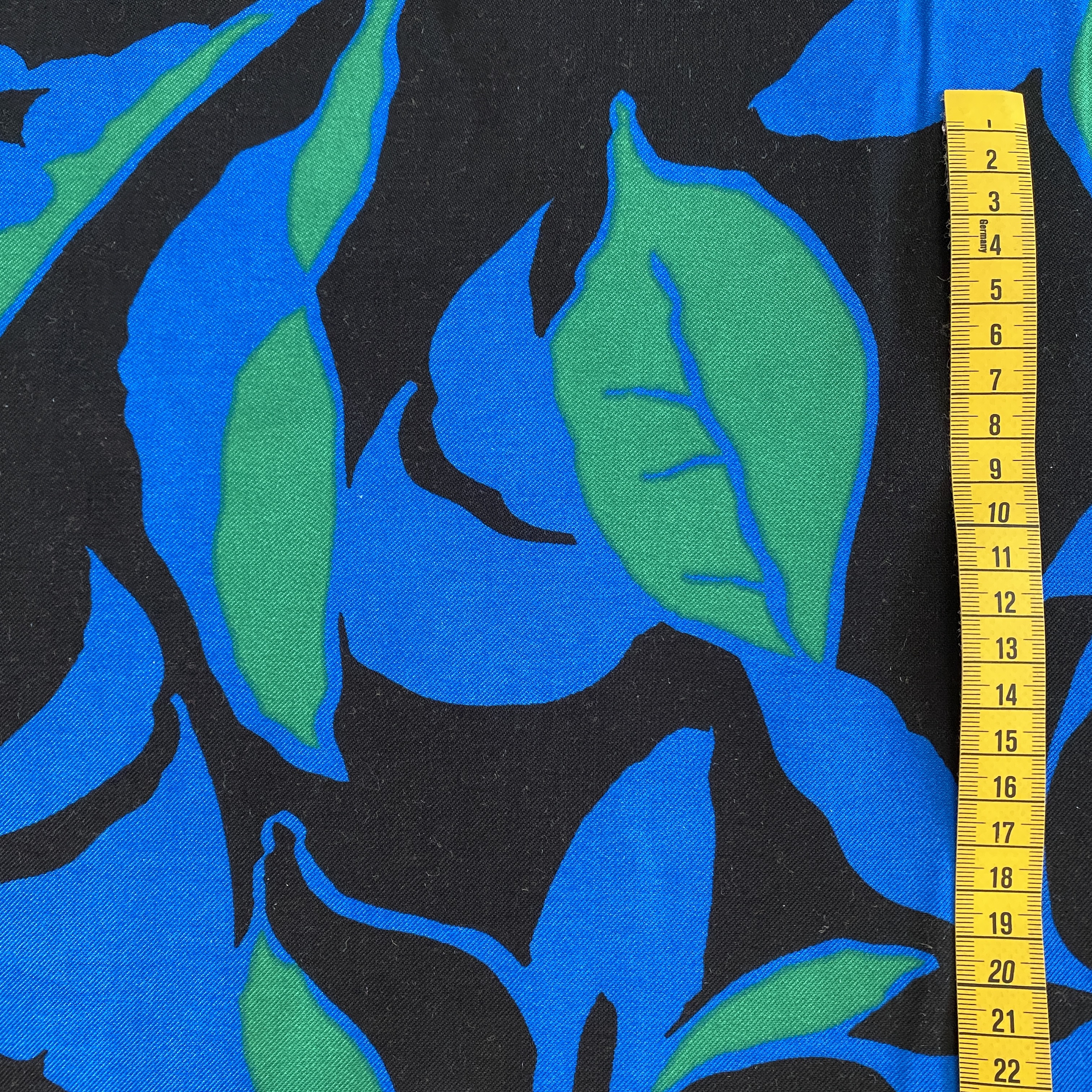 Viscose, vävd -  Stora blad, blå/grön/svart - 7