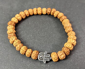 Rudrakshafrön Armband med Fatimas Hand