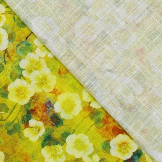 Vävt viscose/linnetyg - grönt - 3