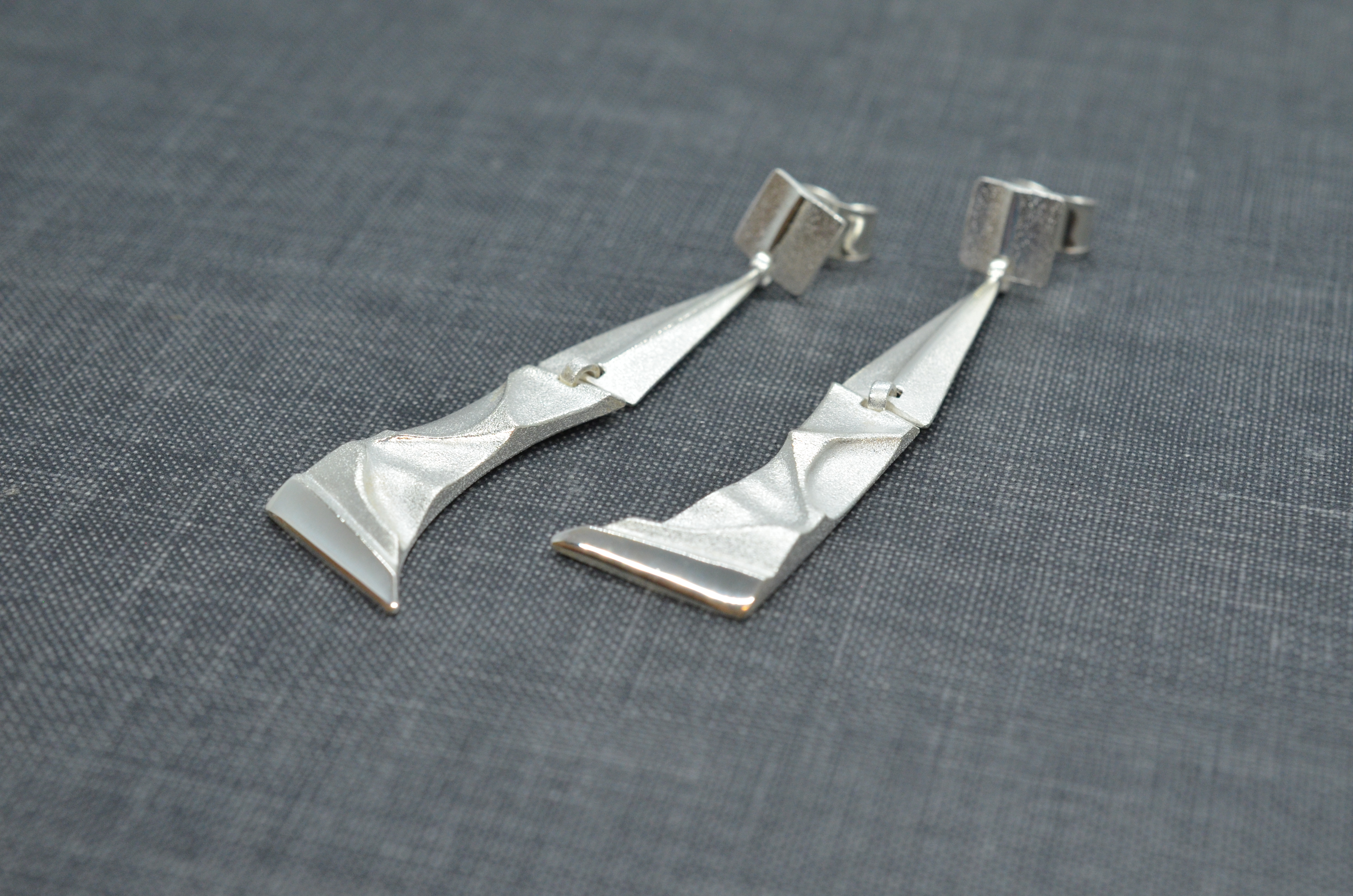 Vintage Lapponia "Silver Facets" silver earrings - 2