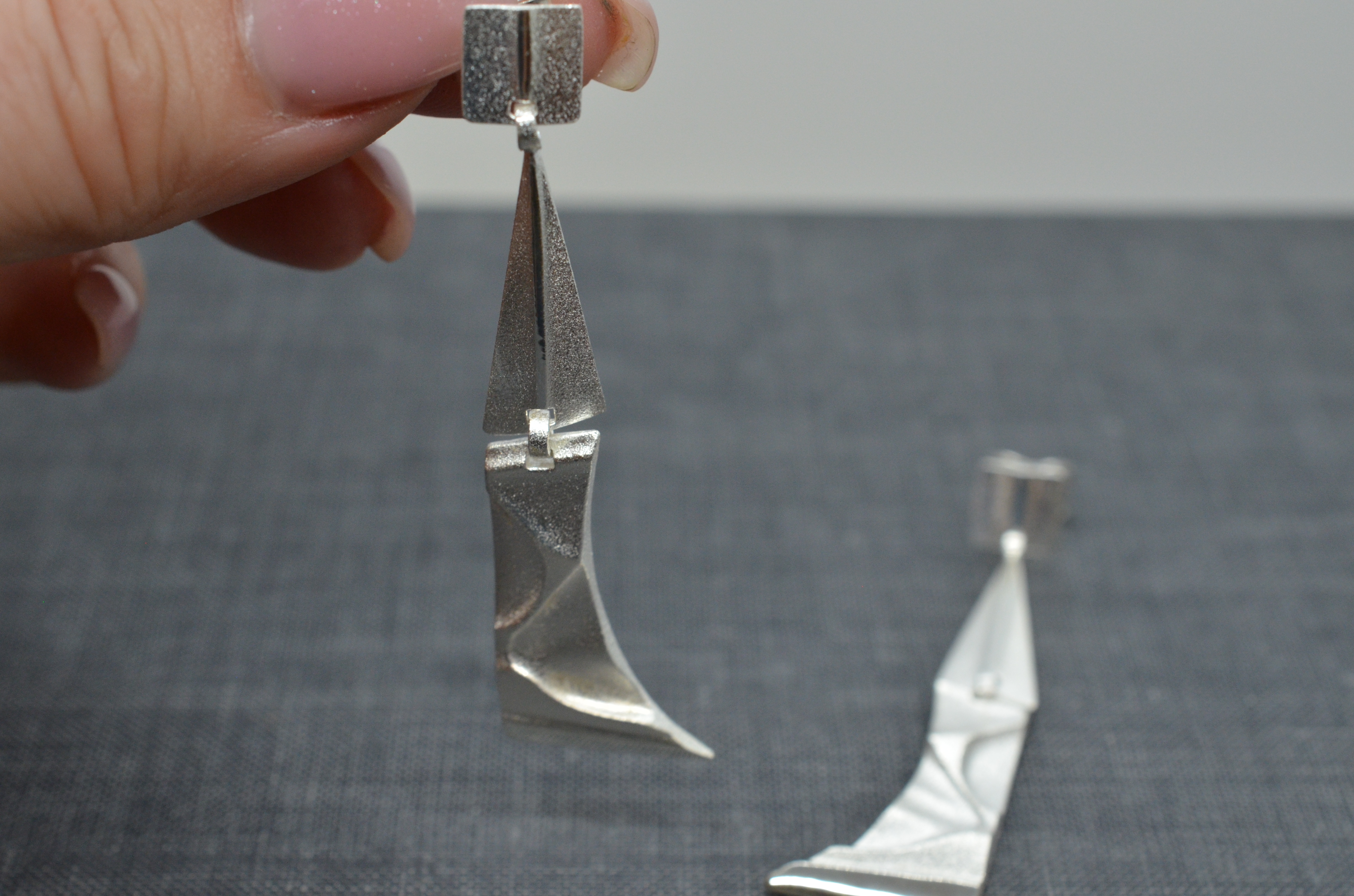 Vintage Lapponia "Silver Facets" silver earrings - 3