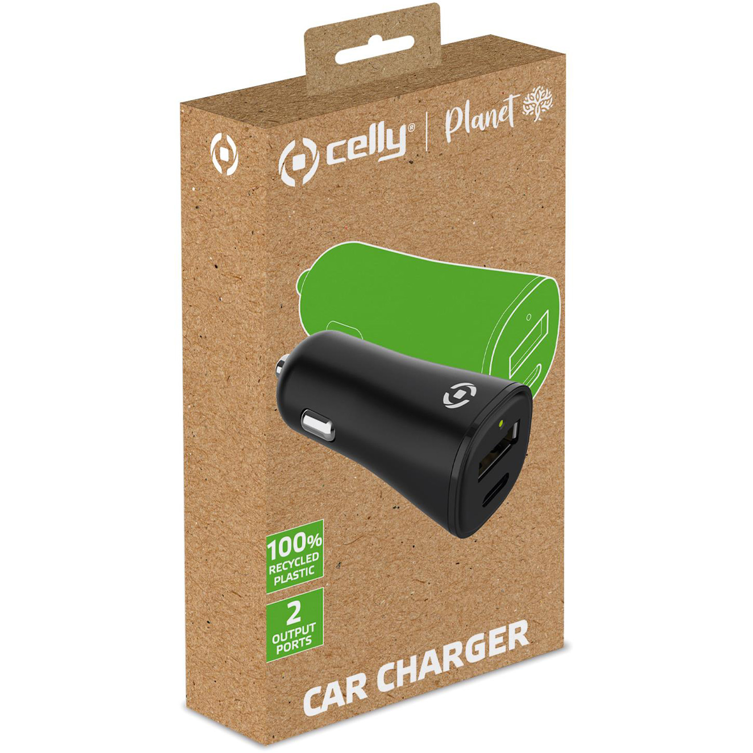 Planet Billaddare USB-A + USB-C 32W av 100% återvunnen plast Svart - 2