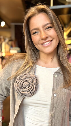 Vila big Flower - 2-in-1- brooch/pin - taupe