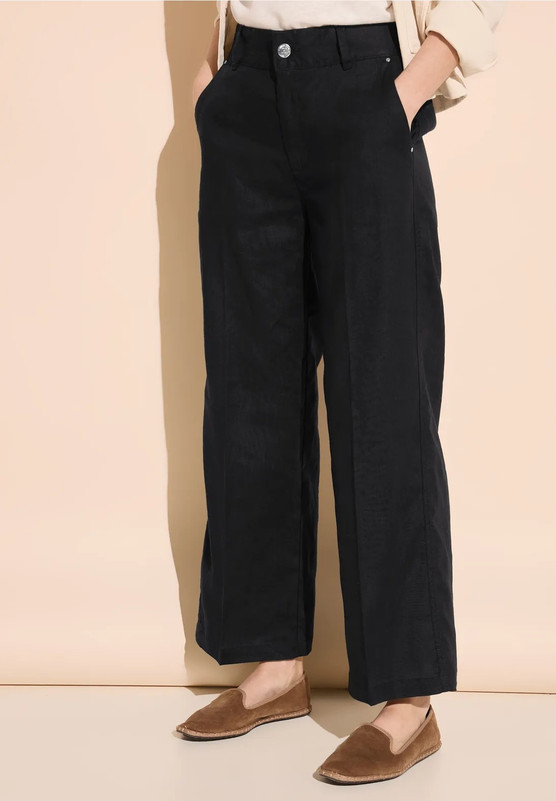 Linen Straight Leg - Black - Street One - 3