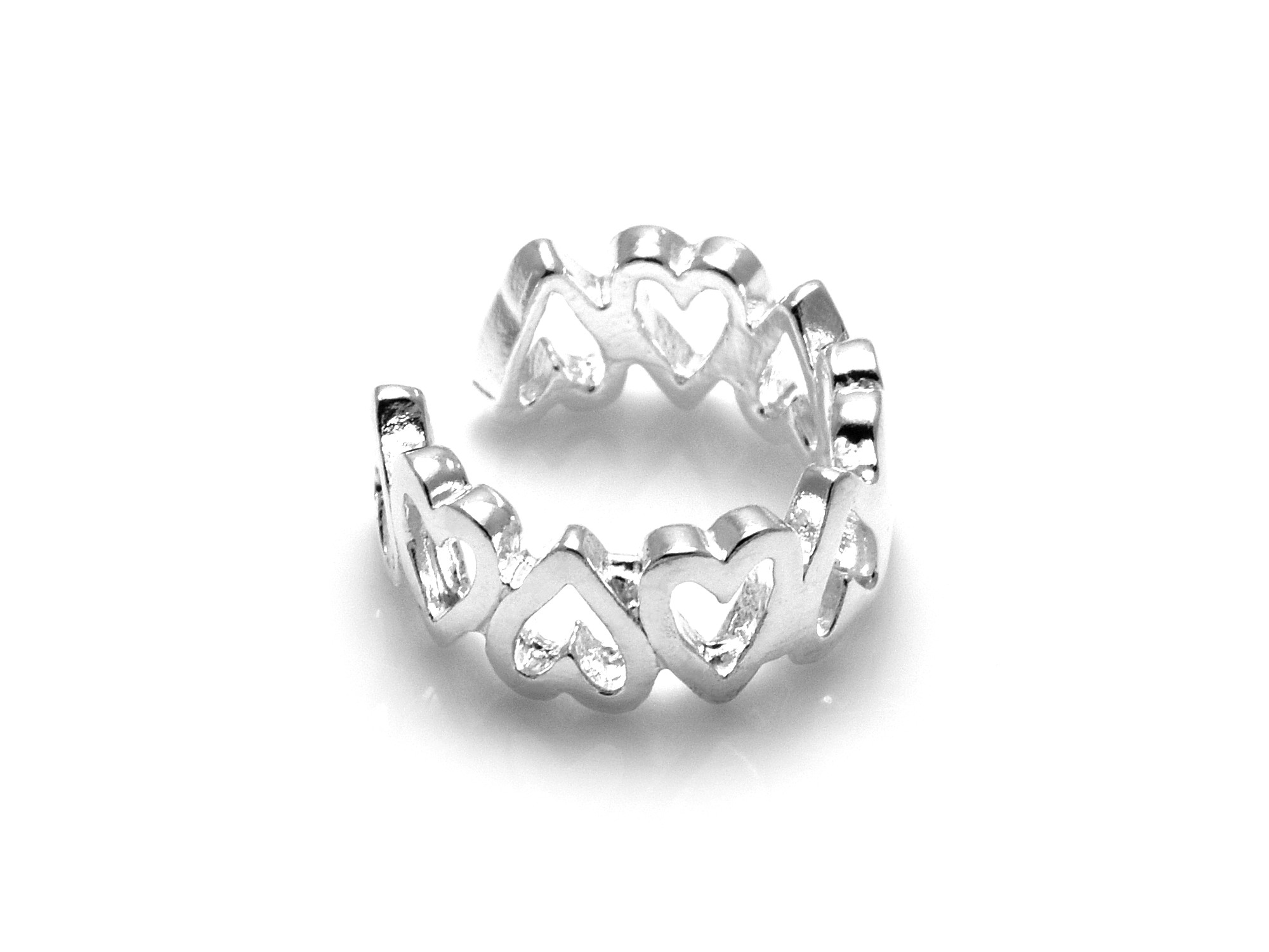 Hjärtan Ear Cuff Örhänge i Äkta 925 Silver, Kärleksgåva Accessoar, Evig Kärlek Smycke - 2