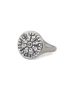 Jernhest - Leko Ring - Sivler - Vintage looking Vegvisir ring