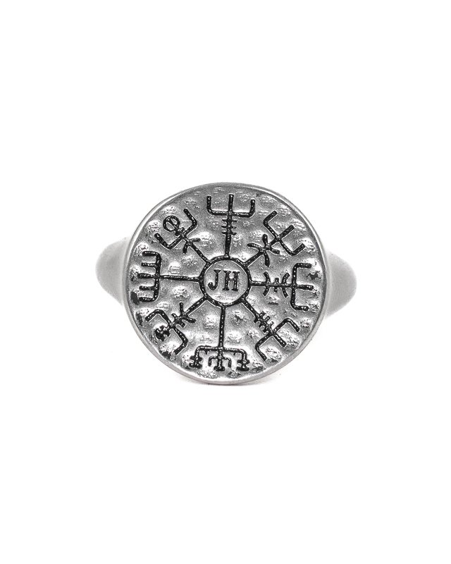 Jernhest - Leko Ring - Silver - Vegvisir vintage look - 3