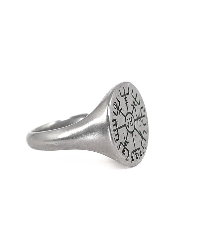 Jernhest - Leko Ring - Silver - Vegvisir vintage look - 4